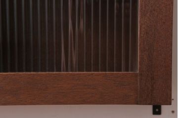 アンティーク家具　アンティーク　モールガラス入り!3つ扉の壁掛けキャビネット(収納棚)(3)