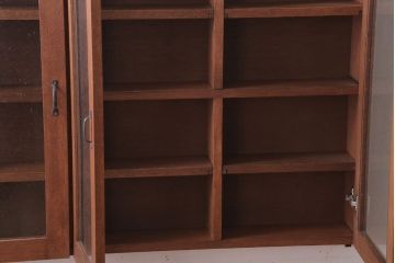 アンティーク家具　アンティーク　気泡ガラス入り!3つ扉の壁掛けキャビネット(収納棚)(1)