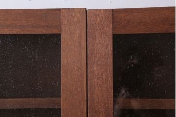 アンティーク家具　アンティーク　気泡ガラス入り!3つ扉の壁掛けキャビネット(収納棚)(2)