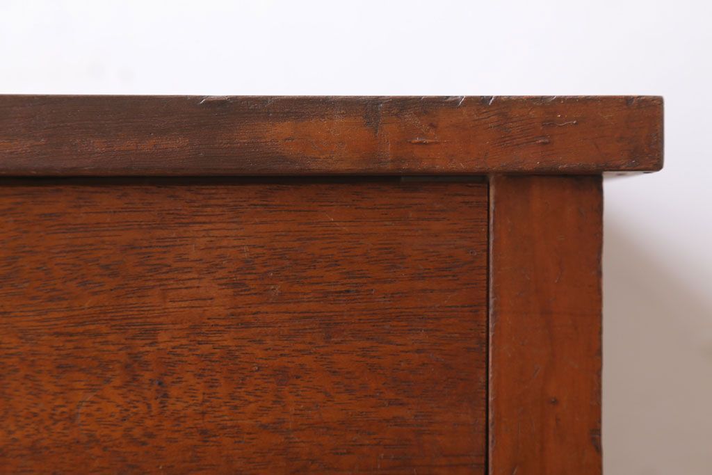 レトロ家具　昭和レトロ　引き出し2杯付き!古い木の小さな平机(デスク)