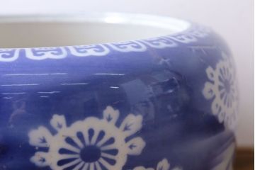 アンティーク雑貨　古民具・骨董　大正〜昭和初期　染付アンティーク瀬戸火鉢(2)