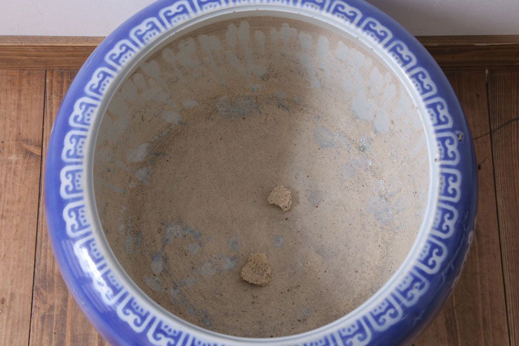 アンティーク雑貨　古民具・骨董　大正〜昭和初期　染付アンティーク瀬戸火鉢(2)