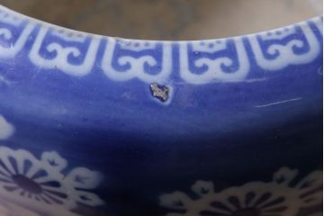 アンティーク雑貨　古民具・骨董　大正〜昭和初期　染付アンティーク瀬戸火鉢(2)