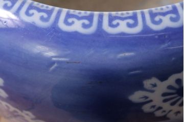 アンティーク雑貨　古民具・骨董　大正〜昭和初期　染付アンティーク瀬戸火鉢(2)