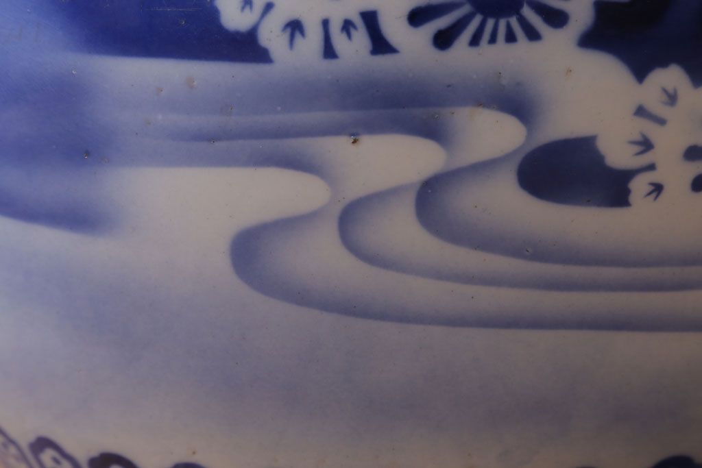 アンティーク雑貨　古民具・骨董　大正〜昭和初期　染付アンティーク瀬戸火鉢(2)