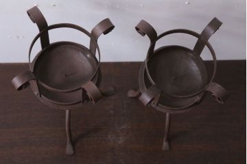 アンティーク雑貨　アンティーク　アイアン製キャンドルスタンドペアセット