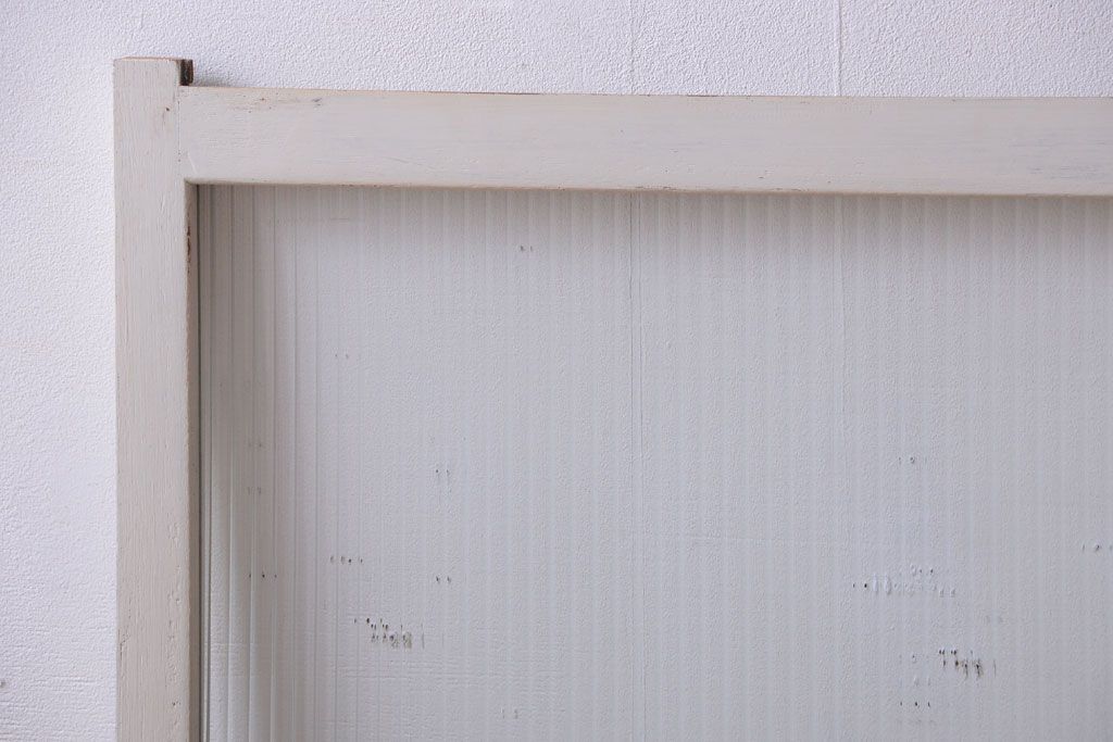 アンティークペイント　モールガラス入りの引き戸2枚セット(ガラス戸・窓)