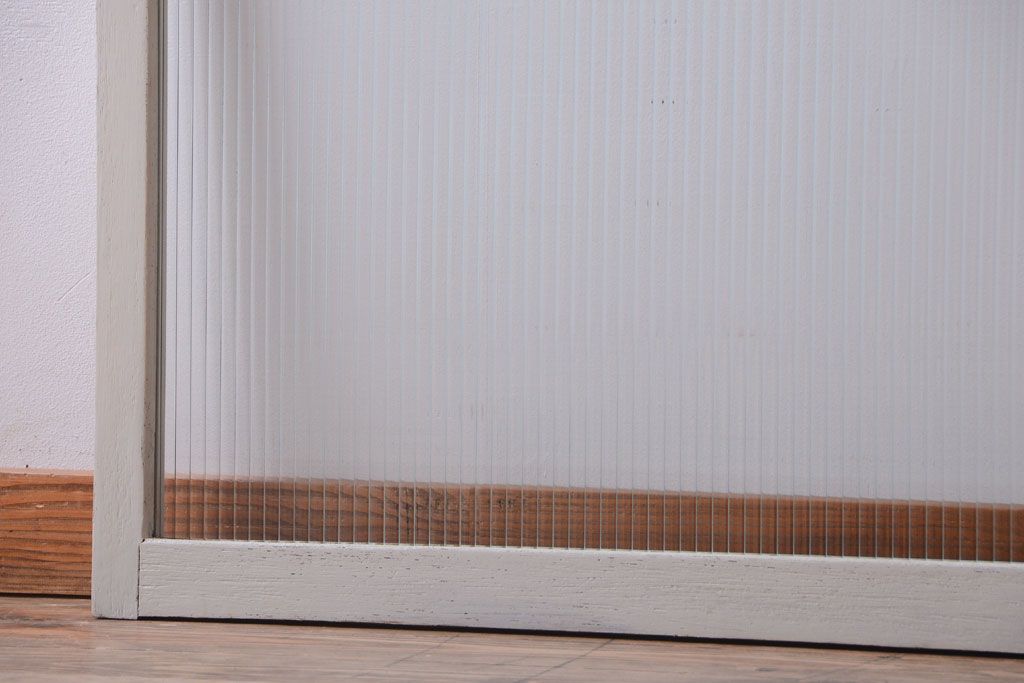 アンティークペイント　モールガラス入りの引き戸2枚セット(ガラス戸・窓)