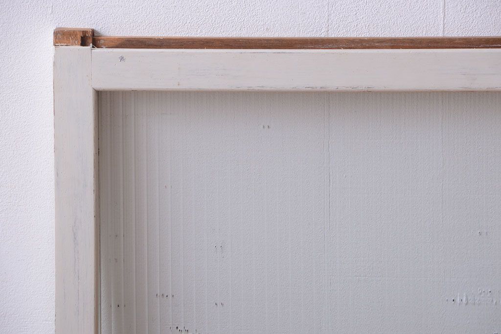 アンティークペイント　モールガラス入りの引き戸2枚セット(ガラス戸・窓)