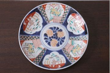 アンティーク雑貨　古民具・骨董　明治〜大正　古い色絵草花文大皿
