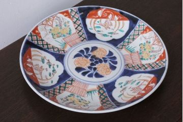 アンティーク雑貨　古民具・骨董　明治〜大正　古い色絵草花文大皿