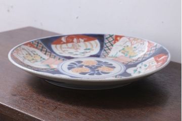 アンティーク雑貨　古民具・骨董　明治〜大正　古い色絵草花文大皿