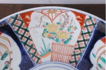 アンティーク雑貨　古民具・骨董　明治〜大正　古い色絵草花文大皿