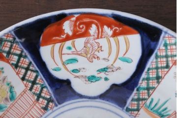 アンティーク雑貨　古民具・骨董　明治〜大正　古い色絵草花文大皿