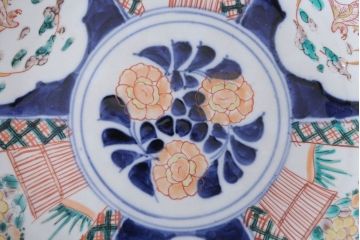 アンティーク雑貨　古民具・骨董　明治〜大正　古い色絵草花文大皿