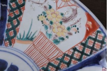 アンティーク雑貨　古民具・骨董　明治〜大正　古い色絵草花文大皿