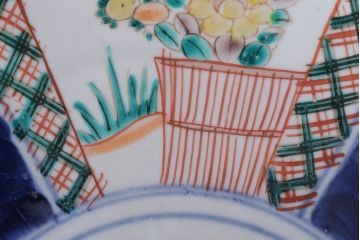 アンティーク雑貨　古民具・骨董　明治〜大正　古い色絵草花文大皿