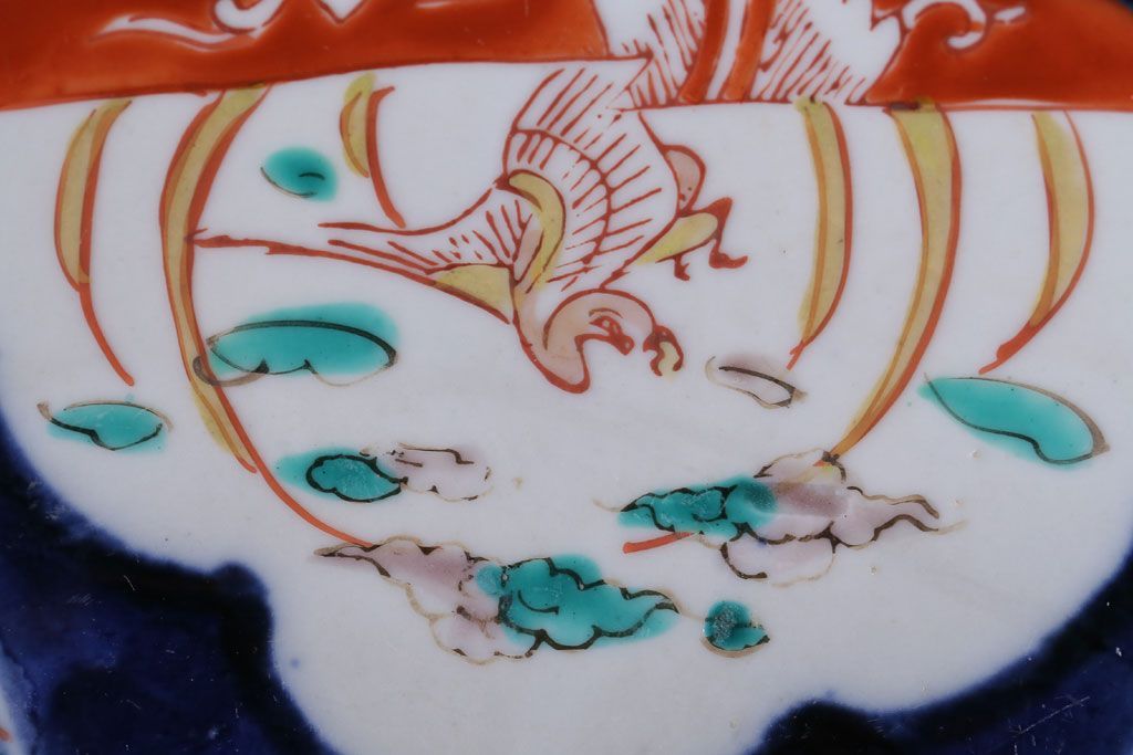 アンティーク雑貨　古民具・骨董　明治〜大正　古い色絵草花文大皿