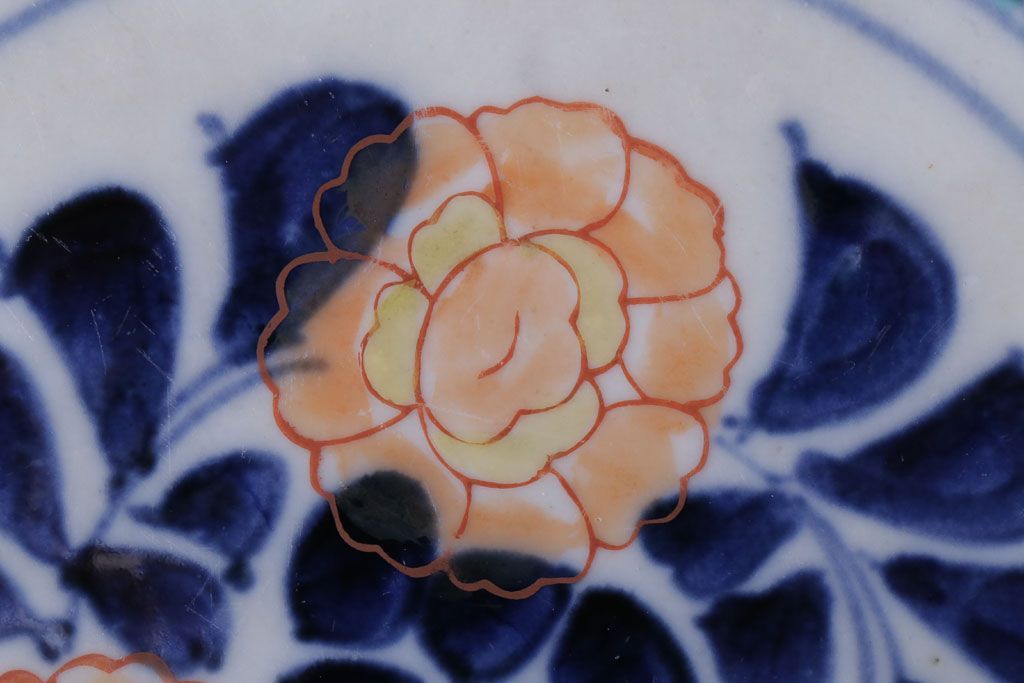 アンティーク雑貨　古民具・骨董　明治〜大正　古い色絵草花文大皿