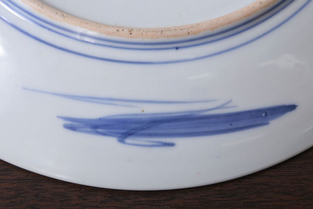 アンティーク雑貨　古民具・骨董　明治〜大正　古い色絵草花文大皿