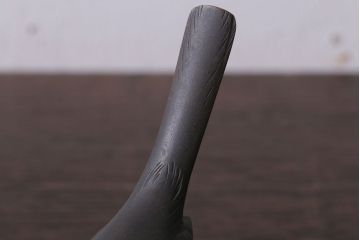 アンティーク雑貨　金工師　岩瀬清鳳造　「鶯」　鋳銅　置物　共箱