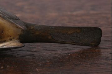 アンティーク雑貨　金工師　岩瀬清鳳造　「鶯」　鋳銅　置物　共箱