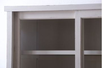 アンティーク家具　アンティークペイント　モールガラス入り!重ね収納棚(食器棚)