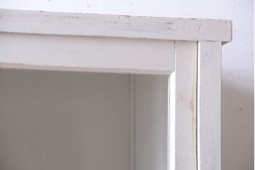 アンティーク家具　アンティークペイント　モールガラス入り!重ね収納棚(食器棚)