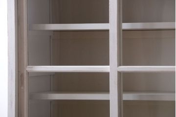 アンティーク家具　アンティークペイント　モールガラス入り!重ね収納棚(食器棚)