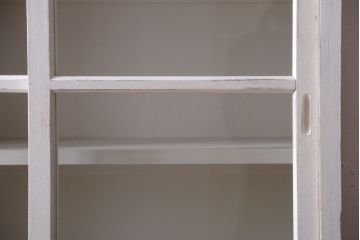 アンティーク家具　アンティークペイント　モールガラス入り!重ね収納棚(食器棚)