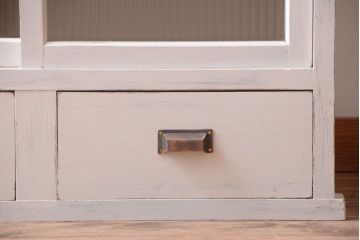 アンティーク家具　アンティークペイント　モールガラス入り!重ね収納棚(食器棚)