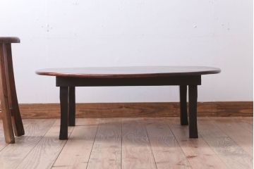 アンティーク家具　アンティーク　古い木のシンプルな丸ちゃぶ台(3)