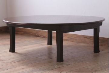 アンティーク家具　アンティーク　古い木のシンプルな丸ちゃぶ台(3)