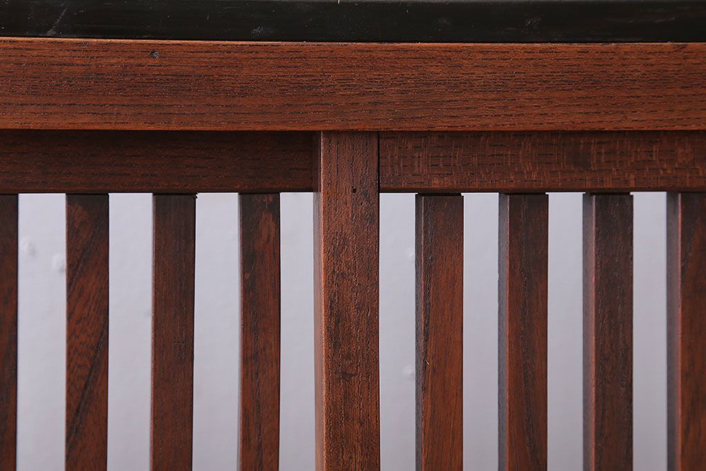 アンティーク雑貨　古民具・骨董　明治〜大正　総欅材!格子戸付き衝立(パーテーション)