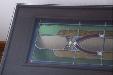 アンティーク雑貨　イギリスアンティーク　ステンドグラス天板のダイニングテーブル