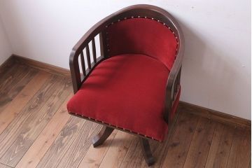 アンティーク家具　和製アンティーク　古いナラ材のシックな回転椅子(2)