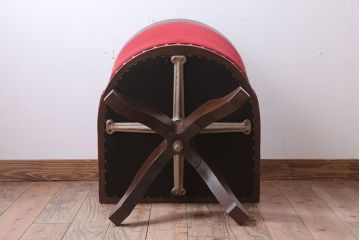 アンティーク家具　和製アンティーク　古いナラ材のシックな回転椅子(2)