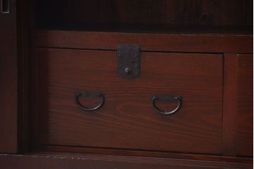 アンティーク家具　古民具・骨董　縦桟引き戸の収納箪笥サイドボード(水屋箪笥)