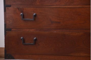 アンティーク家具　古民具・骨董　明治期　前面欅材の時代箪笥ローボード(ローチェスト)