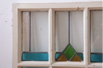 アンティーク雑貨　イギリスアンティーク　おしゃれなステンドグラスの小窓(明り取り)(1)