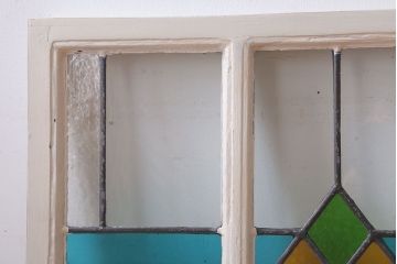 イギリスアンティーク　おしゃれなステンドグラスの小窓(明り取り)(3)