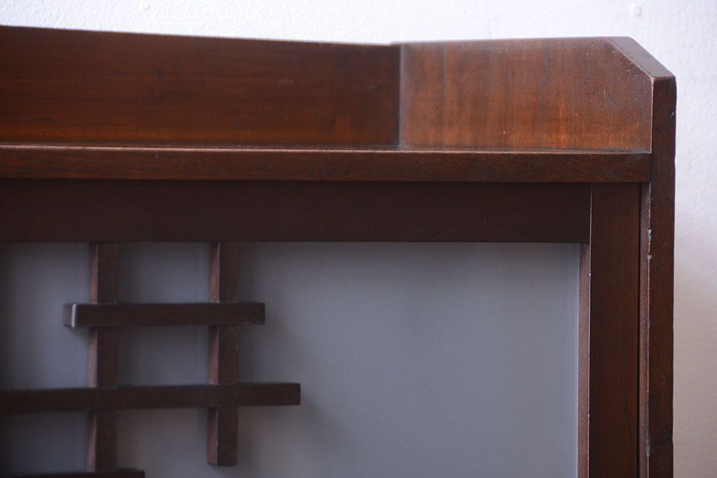 アンティーク家具　和製アンティーク　大正〜昭和期　すりガラス引き戸の本箱