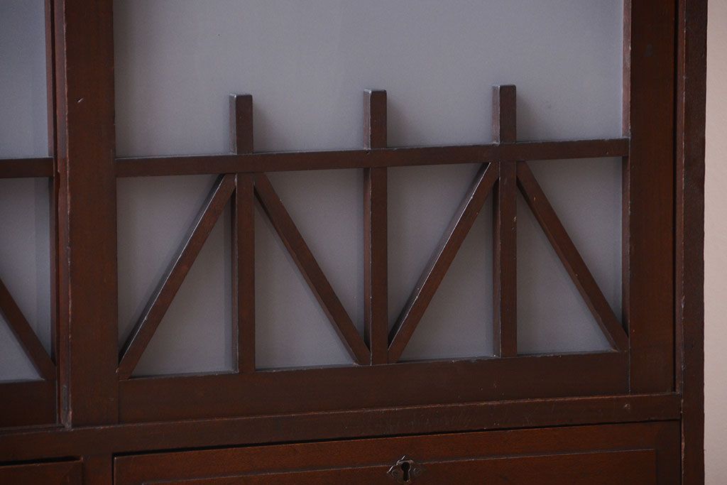 アンティーク家具　和製アンティーク　大正〜昭和期　すりガラス引き戸の本箱