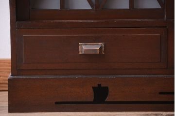アンティーク家具　和製アンティーク　大正〜昭和期　すりガラス引き戸の本箱