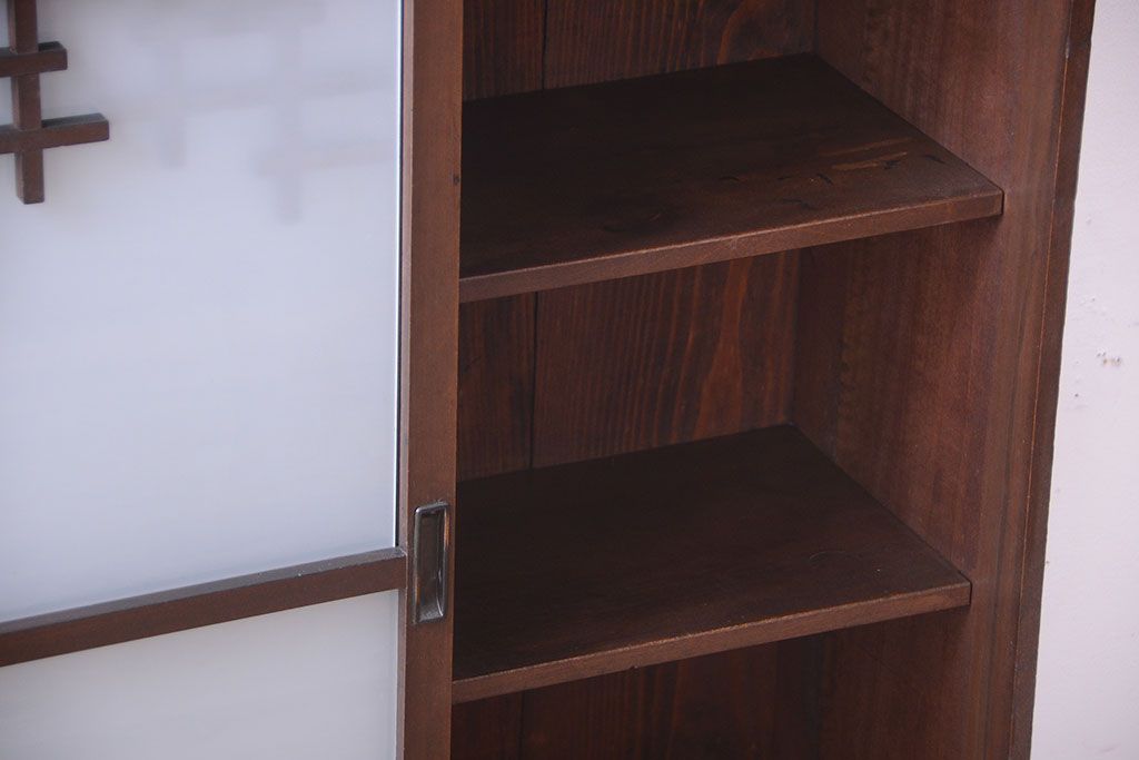 アンティーク家具　和製アンティーク　大正〜昭和期　すりガラス引き戸の本箱