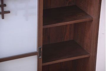 アンティーク家具　和製アンティーク　大正〜昭和期　すりガラス引き戸の本箱