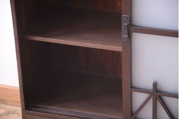 アンティーク家具　和製アンティーク　大正〜昭和期　すりガラス引き戸の本箱