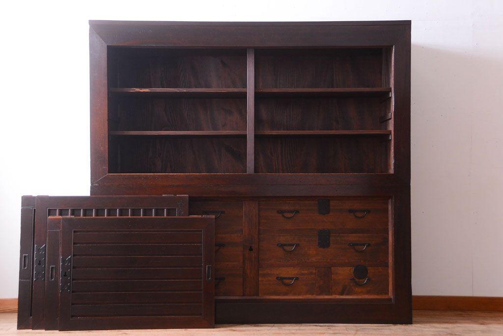 アンティーク家具　古民具・骨董　和モダン　六尺　上質なアンティーク収納箪笥(水屋箪笥)