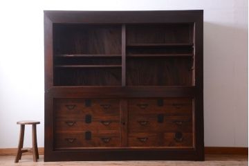 アンティーク家具　古民具・骨董　和モダン　六尺　上質なアンティーク収納箪笥(水屋箪笥)