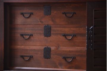 アンティーク家具　古民具・骨董　和モダン　六尺　上質なアンティーク収納箪笥(水屋箪笥)